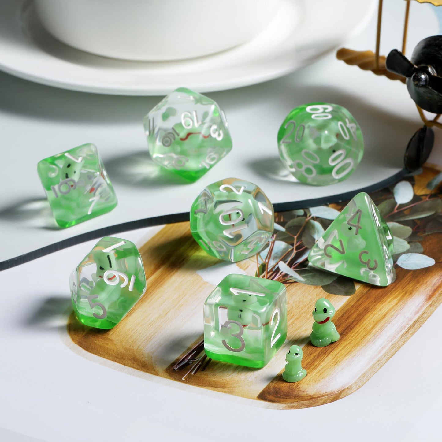 Snake DND Dice, DNDND 7PCS Resin D&D Die with Velvet Pouch for Dungeons and Dragons Role Playing Games and Tabletop Games(Snake)