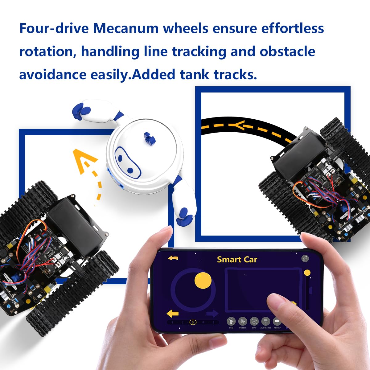 Acebott Smart Robot Tank Car Kit, 4Wd Remote Control Car Compatible With Arduino Ide, Electronic Programming Project/Stem Educat