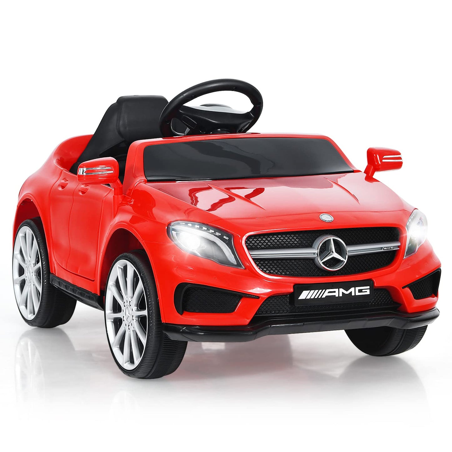 Olakids Kids Ride On Car With Remote Control, 12V Licensed Mercedes Benz Gla45 Electric Vehicle For Toddlers, Battery Powered Toy With Music, Usb, Mp3, 2 Speeds, Wheels Suspension, Led Lights (Red)