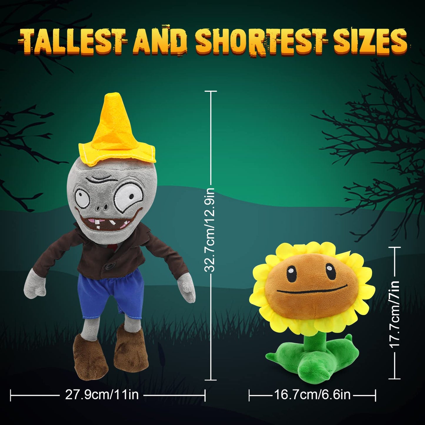 Maikerry 6Pcs Plants And Zombies Plush Vs Toys Sets Pvz Plush Stuffed Toys Soft Figure Doll Great Birthday Gifts For Boys And Girls