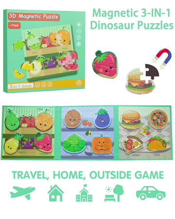 Magnetic Puzzles For Toddlers 2-4, Travel Puzzles Games For Kids Ages 1-3, Activities Toy Jigsaw Puzzles Book For Boys & Girls 1