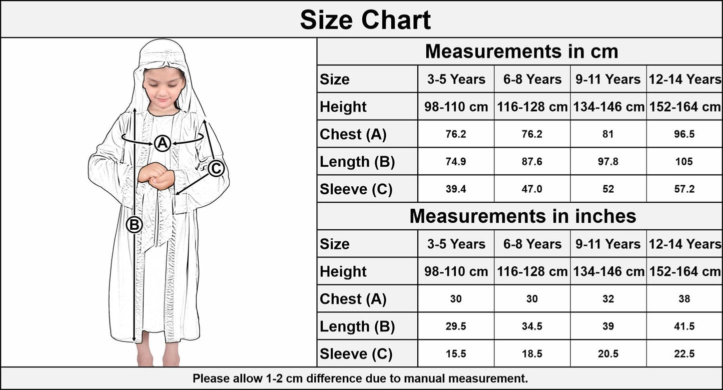 A2Z 4 Kids Girls Xmas Nativity Mary Costume - Mary Costume 3-5