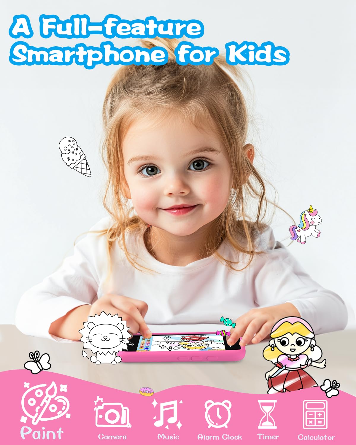 MOMILLA Kids Toys Smart Phone, Girls Toys with 3.97'' Touchscreen Phone, Birthday Gift for Kids Age 3-12, Toddler Toys Learning