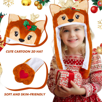 YOYTOO Plush Novelty Animal Hat with Ears Moving Jumping Pop Up Beating Plush Dress Up, One Size Fits All Adults & Children (Chr