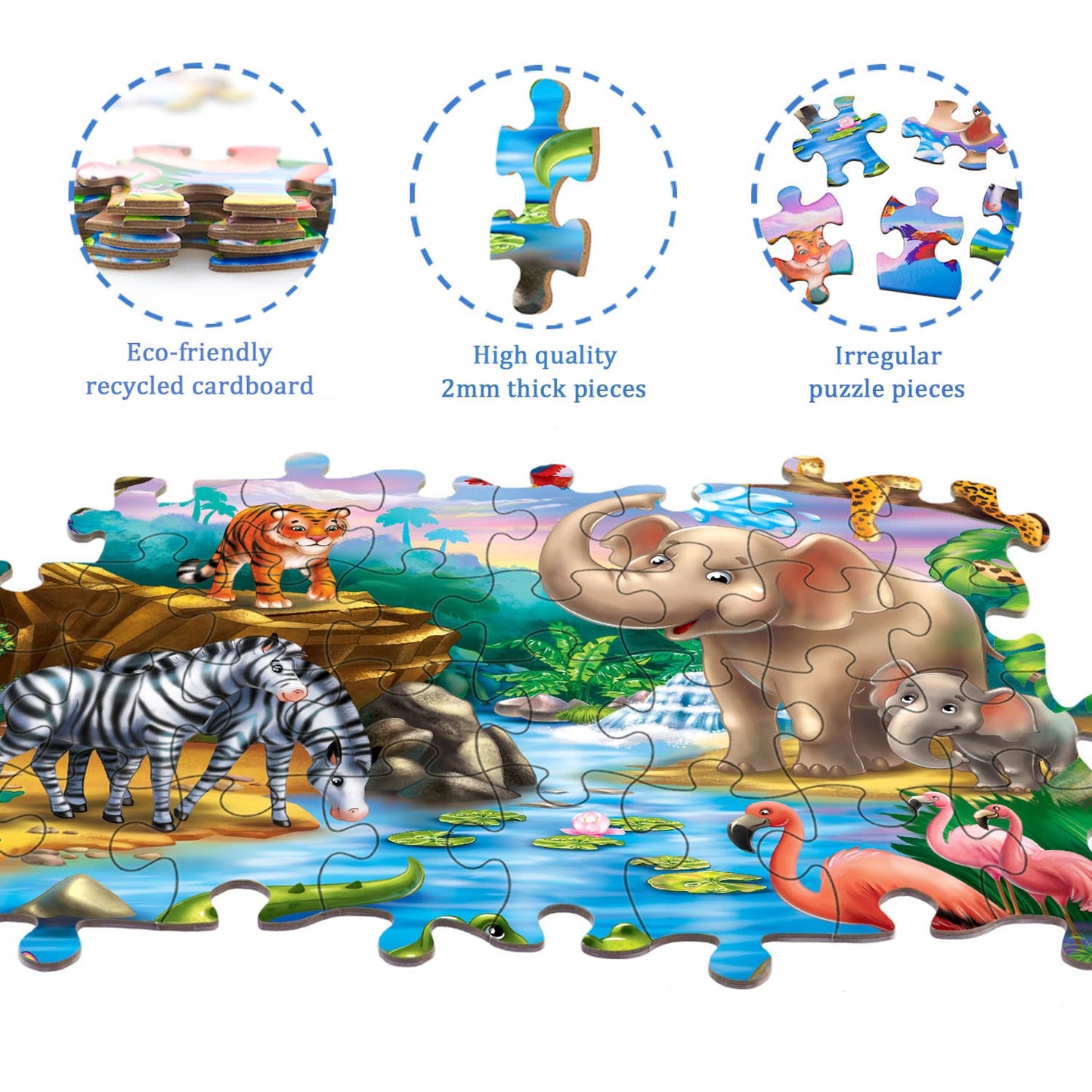 Puzzles For Kids Ages 4-8 - 2 X 60 Pieces Puzzles For Kids Ages 3-5 6-8 - Toy For Learning Ocean & Forest Animals - Educational