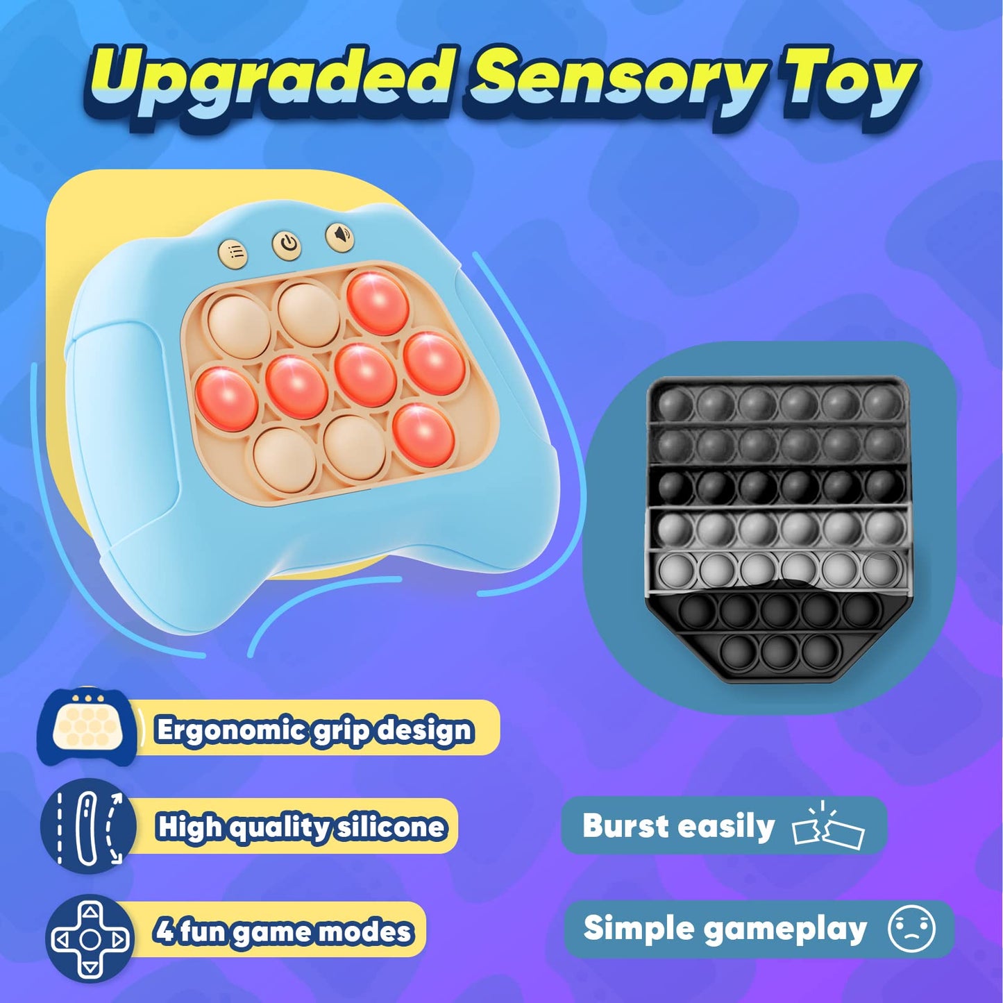 Byserten Handheld Game For Kids 6-12, Sensory Fidget Toys For Kids 8-12, Birthday Gifts For 6 7 8 9 Year Old Boys & Girls & Teens-Blue