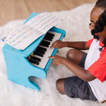 Melissa & Doug Learn-to-Play Piano, 25 Keys, Engineered Wood, Blue, Model 8790