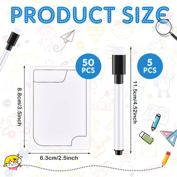 50 Pieces Multifunctional Tokens Reusable Cards Erasable Index Cards Dry Erase Cards White Blank Flash Cards With 5 Pcs Black Ma