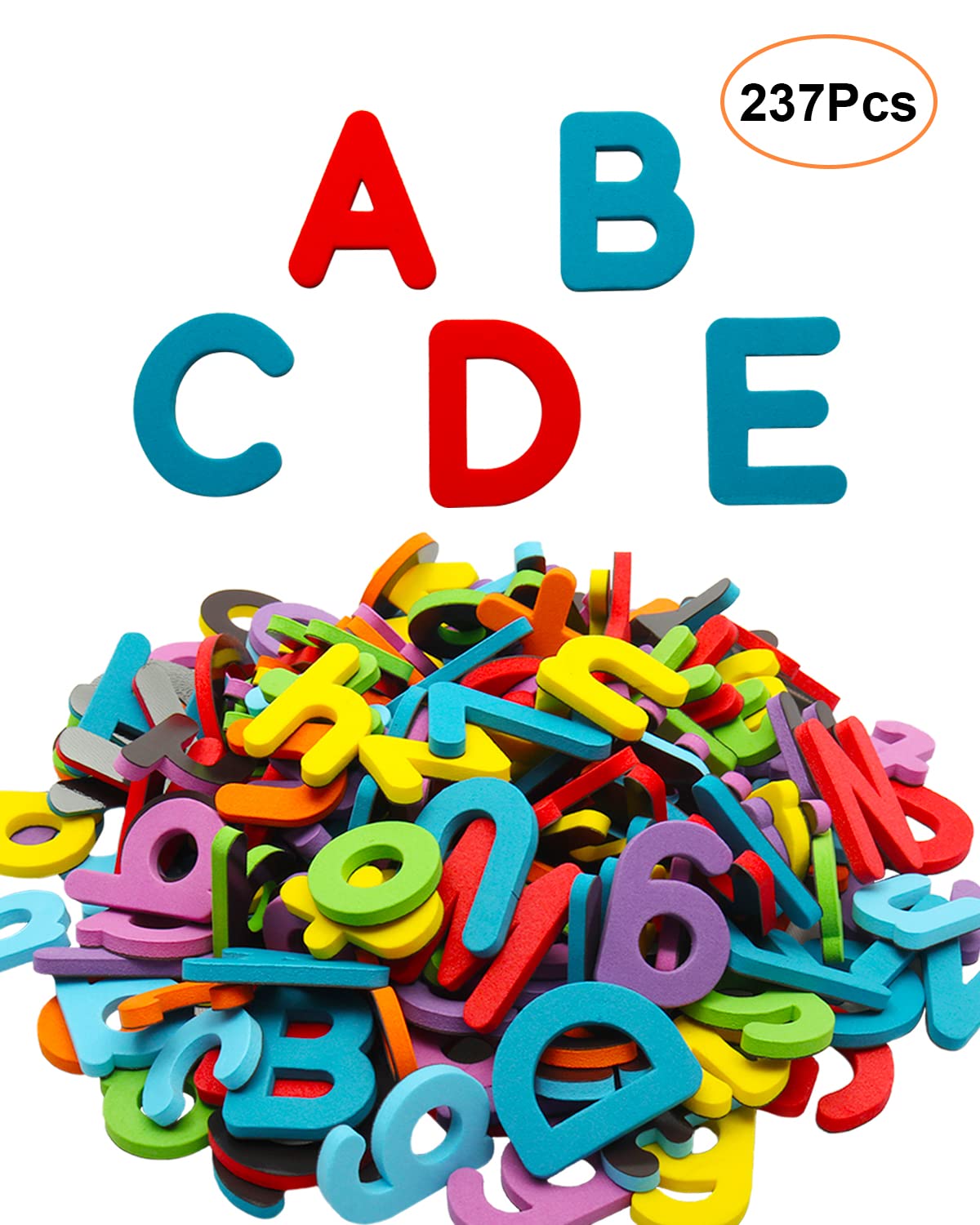 Hellocube Classroom Magnetic Alphabet Letters - Abc 237 Pcs Letters Numbers & Pattern With Side Magnetic Board Foam For Kids Spelling | Learning