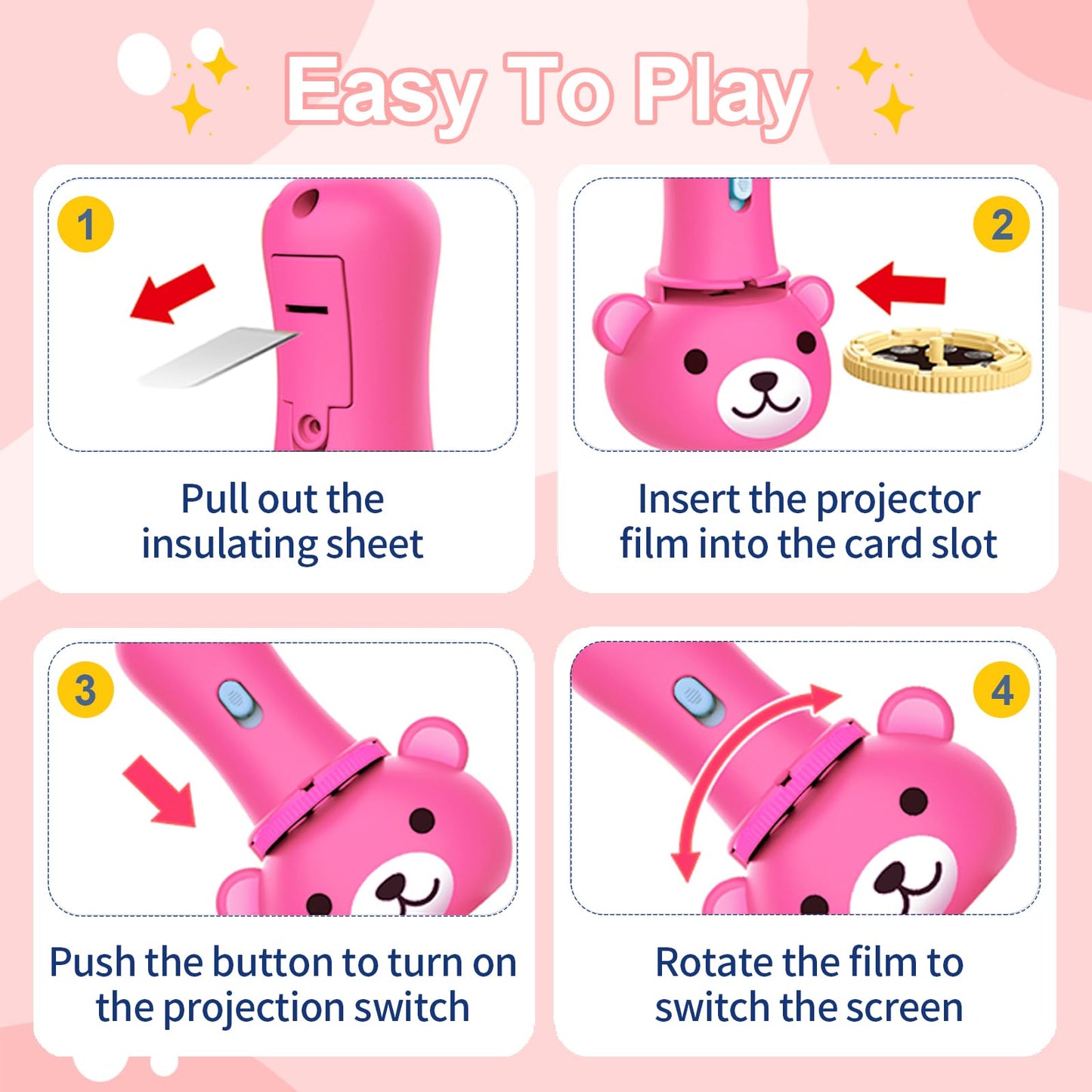 Flashlight Projector Toy-Torch Projection-Led Flashlights-Educational Toys , Include Dinosaurs, Vehicles, Animals, 48 Patterns F