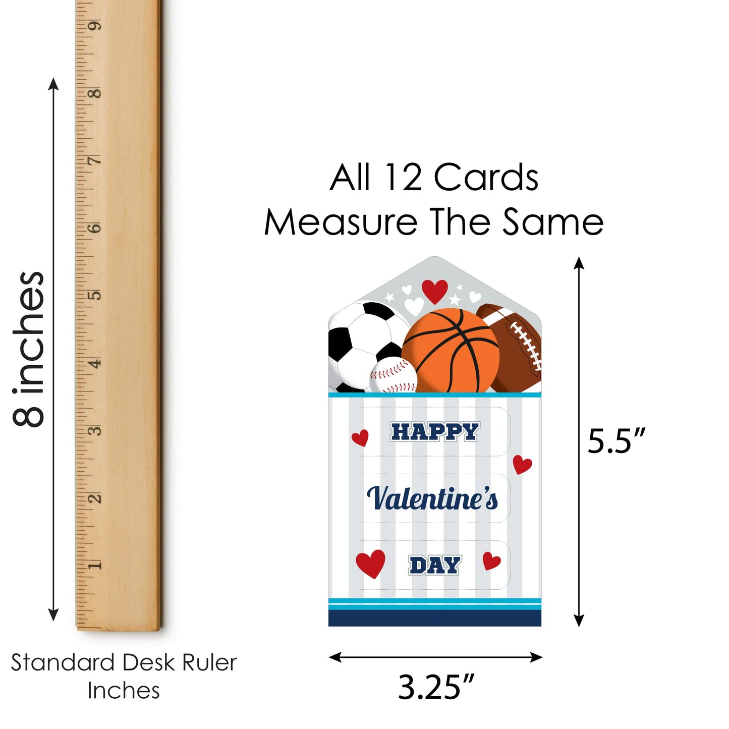 Big Dot Of Happiness Go, Fight, Win - Sports - All-Star Cards For Kids - Happy Valentines Day Pull Tabs - Set Of 12