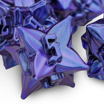 ARUOHHA DND Dice Set Blue Dungeons and Dragons Leaf Design Metal D&D Dice, Handmade D + D Polyhedral Dice RPG Role Playing Dice