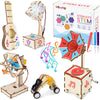 Mindpal 5 In 1 Wood Stem Kits For Kids Age 8-10, Music Engineering Kits, Science Kits For Kids Age 8-12, Wooden 3D Puzzles, Buil