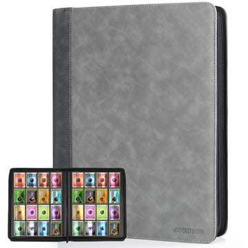 JoyHood Card Binder for Trading Card Card Collection Binder with 16 Pocket - Hold Up to 1024 Cards Card Album Holder compatible with TCG/PM/MTG/OPCG/YGO Card (Grey 16 Pockets)