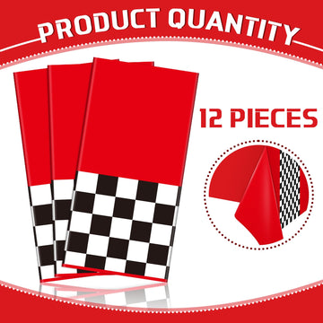 Irenare Car Birthday Party Supplies Racing Party Decorations Road Tablecloth Racetrack Table Runner Table Covers For Kids Boy Car Theme Birthday Party, 54 X 108 Inch (Red,12 Sheets)