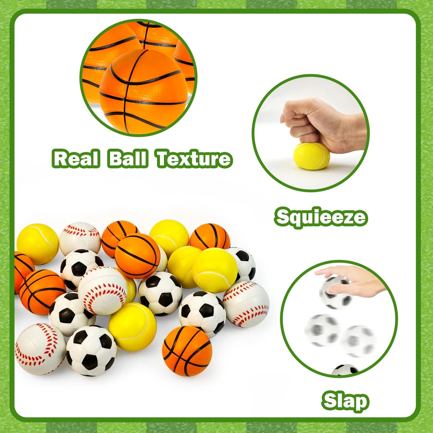 Wondrus Stress Ball Valentines Day Cards - 24 Pack Mini Foam Sports Toys, Multicolor Classroom Goodie Bag Stuffers for Kids
