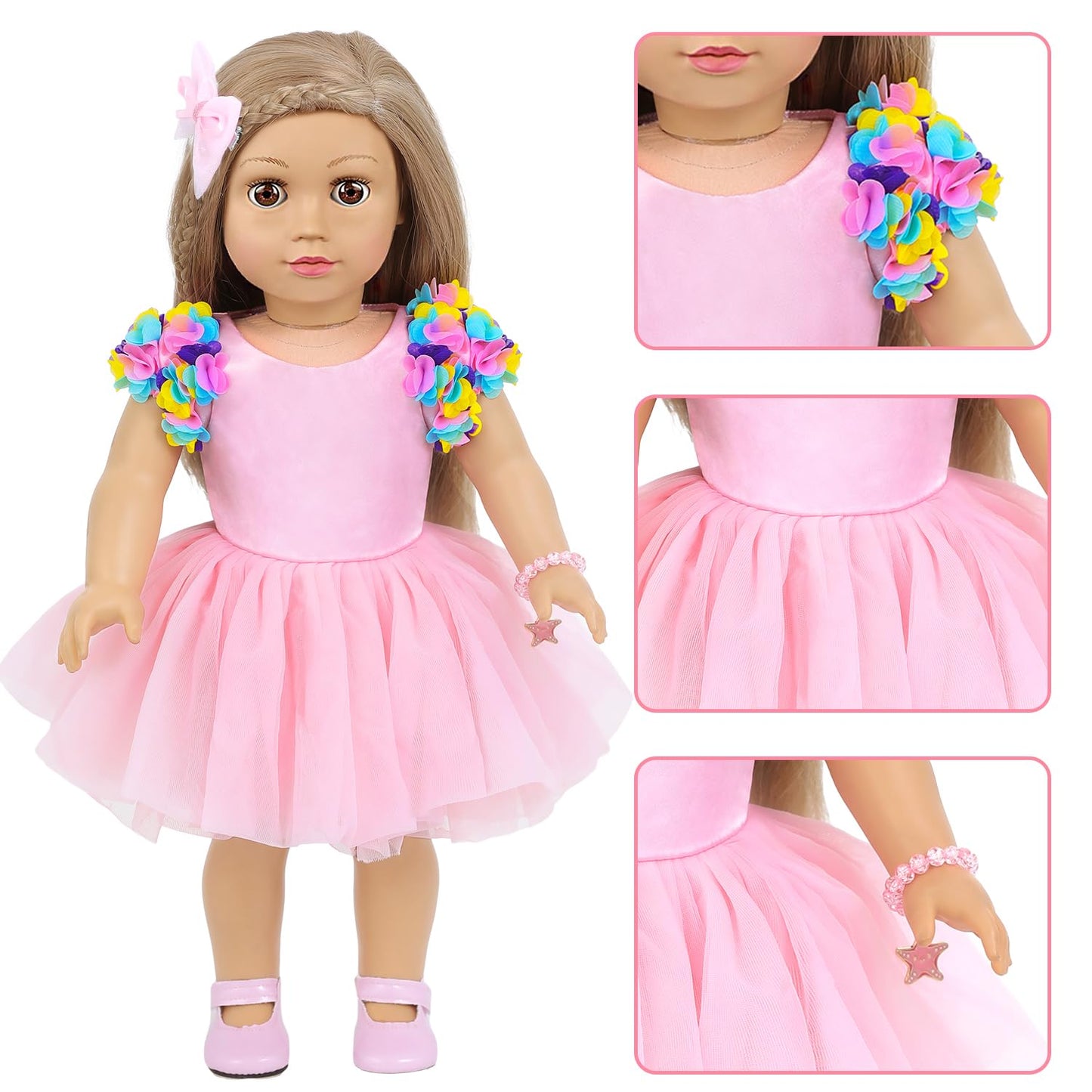 American 18 Inch Doll Clothes And Accessories Makeup Playset Fit 18 Inch Doll Including Fashion Skirt, Bag, Eye Shadow Plate, Lipstick, Comb Mirror, Pair Of Hairpins, Makeup Brushes, Bracelet