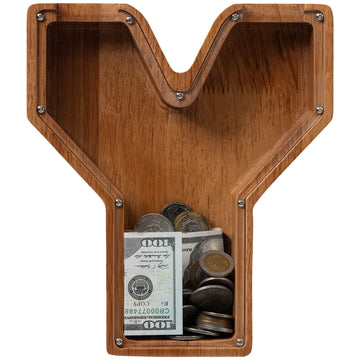 Piggy Bank For Kids Boys Girls, Wooden Large Letter Piggy Bank Alphabet Money Bank With Initial Y, Coin Bank Fun Gifts For Birthday, Christmas, Festival, Baby Shower