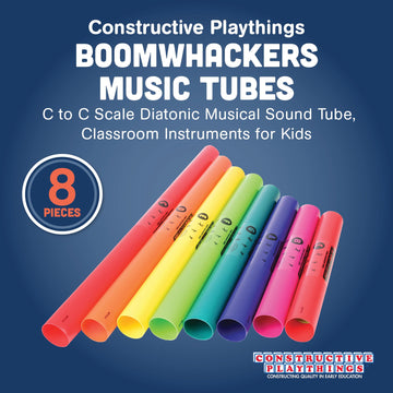 Constructive Playthings Boomwhackers Music Tubes Set of 8, C to C Scale, Red Plastic Classroom Instruments, Medium, Model B07PS627LW