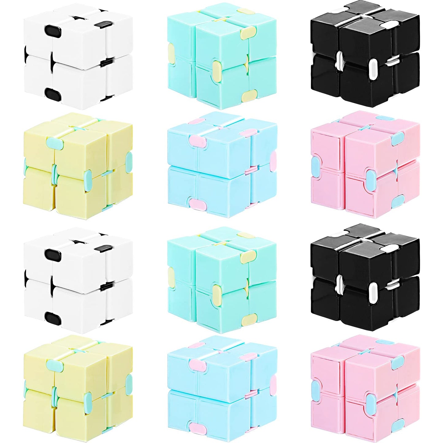 12 Pieces Mini Cube Blocks Mini Cube Desk Toy Magic Sensory Tool Blocks Puzzle Flip Cube For Teens Adults Birthday Favors (Macarons)