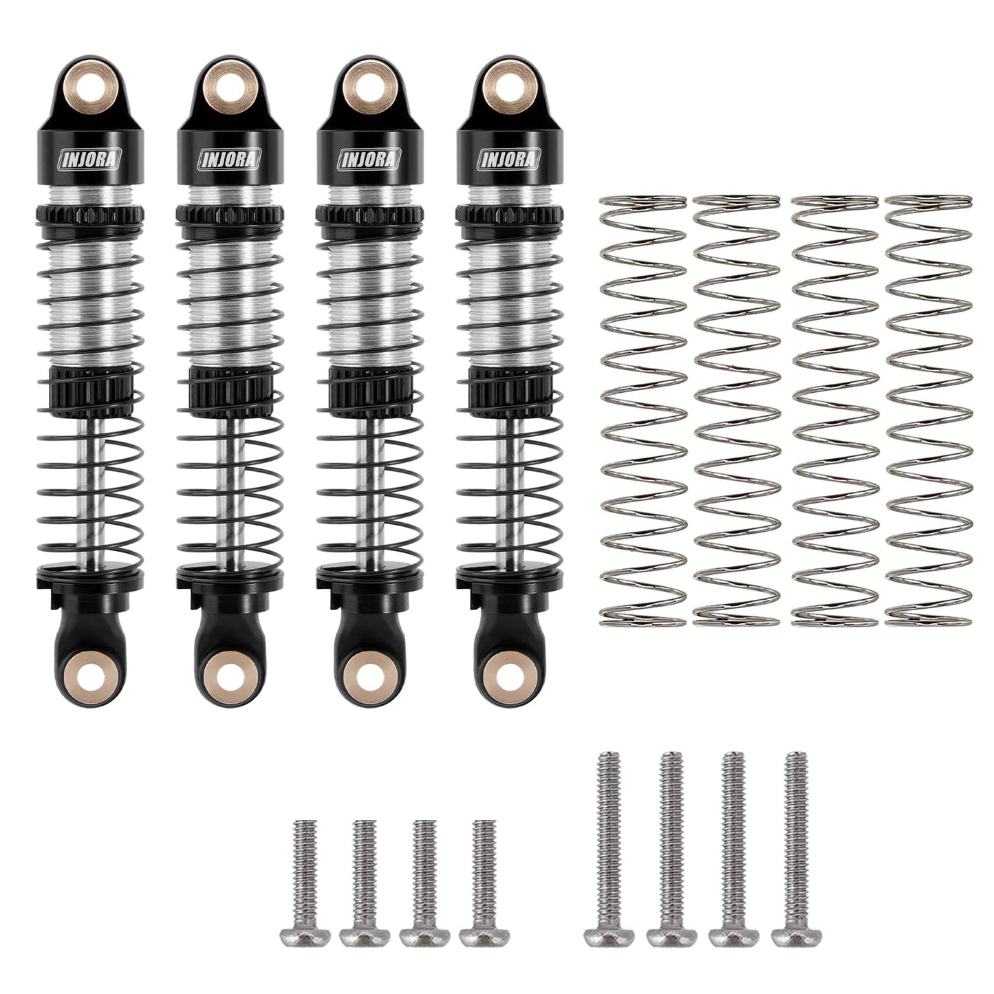 INJORA 53mm Shocks- Absorber Oil Threaded Damper for TRX4M TRX4MT 1/18 RC Crawler Upgrade (Black)