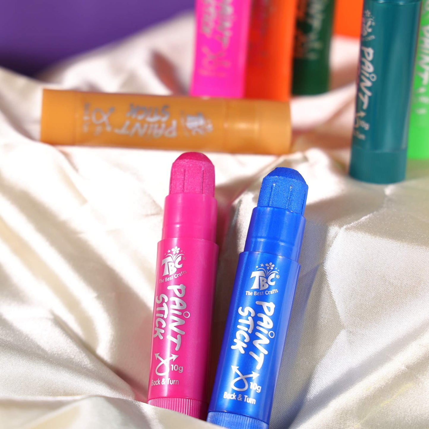 TBC The Best Crafts Paint Sticks, 24 Colors Mixed Pack, Washable Non-Toxic Tempera Paint for Kids, 0.04 Ounce (Pack of 12)