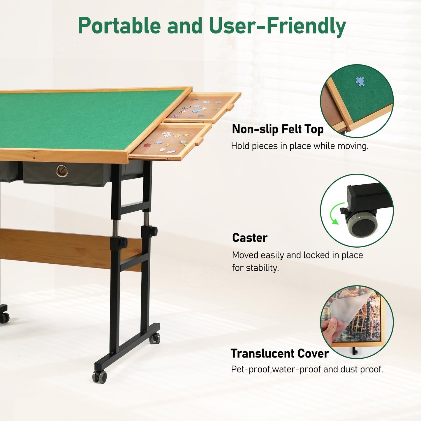 All4Jig 1500 Piece Adjustable Jigsaw Puzzle Board For Adults, 35.4'X26.4' Multi-Functional Puzzle Board With 4+2 Drawers & Protective Cover, 45-Degree Any-Angle Tilt For Work, Exercise & Leisure