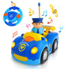 1 Pack Cartoon Remote Control Cars - Police Car & Race Car for Toddlers 2-4 Year RC Distance 164 Feet with LED Lights & Music, T
