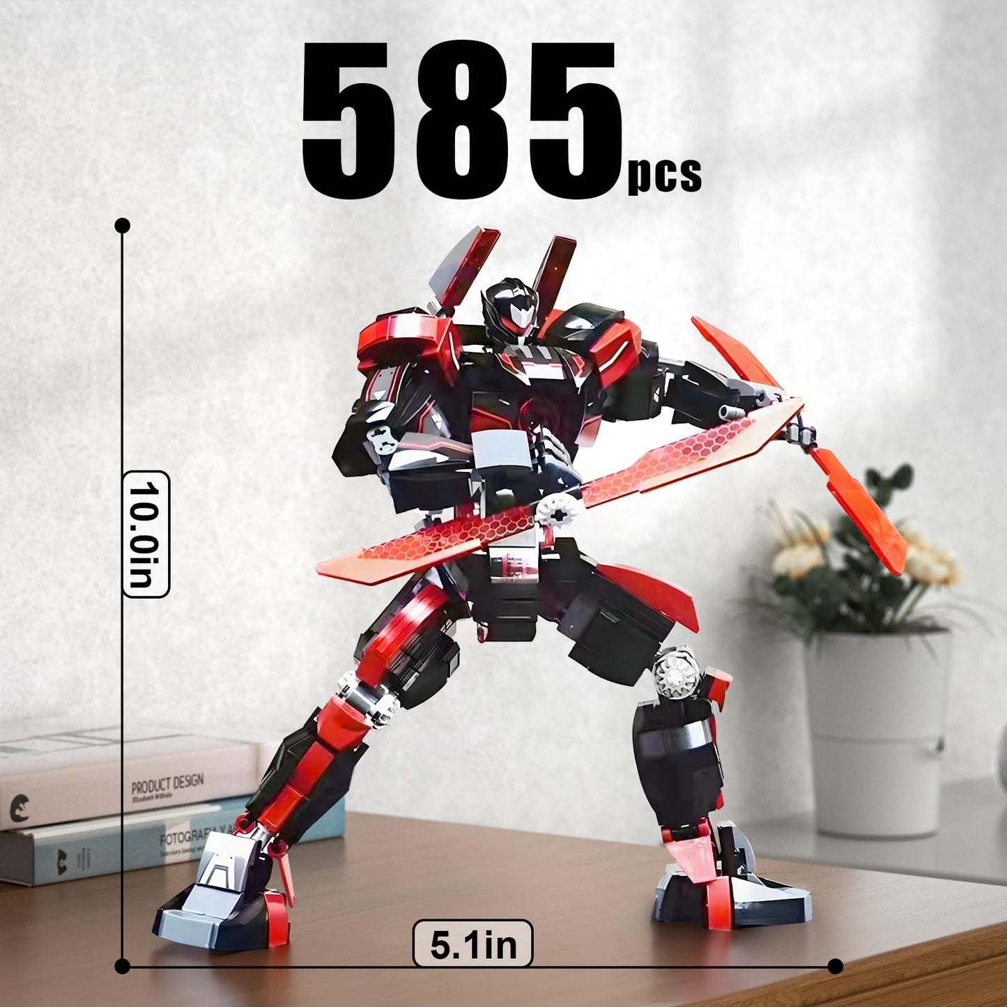 HIGH GODO Wanderer Mech Building Blocks Set for mature-themeds Dark Robot Model Building Kit with 2 Multiple 585 Pcs Creative Collectible Gift for Boys Kids 8-12