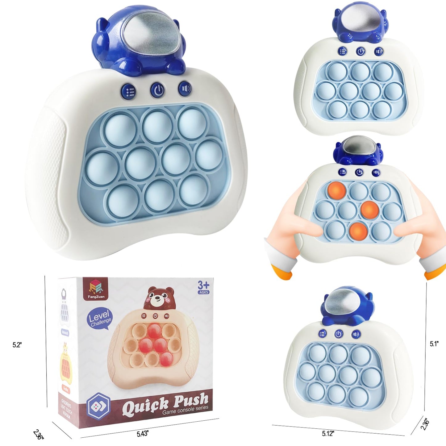 Pop The Target! Handheld Speed Pushing Game Machine: A Fun Multiplayer Game for Family. Fidget Game Toy for 6 7 8 9 10 11 12 Years Old Astronaut