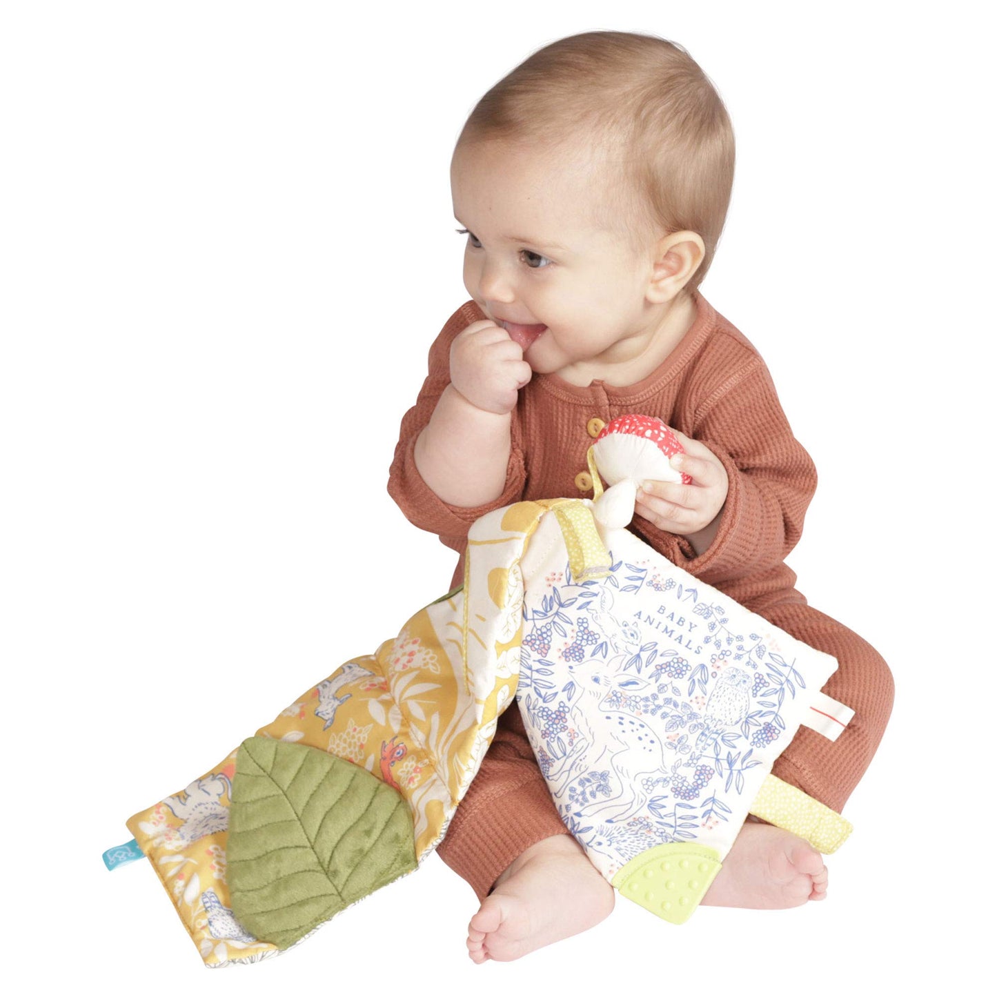 Manhattan Toy Deer One Soft Activity Crinkle Book & Pat Mat, Large, Multicolor, Model 161210, with Squeaker, Mirror, and Teether