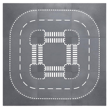 Mannidoo City Road Peel-And-Stick Baseplates, 9 Packs 10'' X 10'' Classic Adhesive Street Road Plates For Tables/Walls - Compati