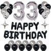 Naninuneno 33Rd Black Silver Birthday Party Decorations For Men Women, Happy 33 Birthday Party Supplies With Black Happy Birthda