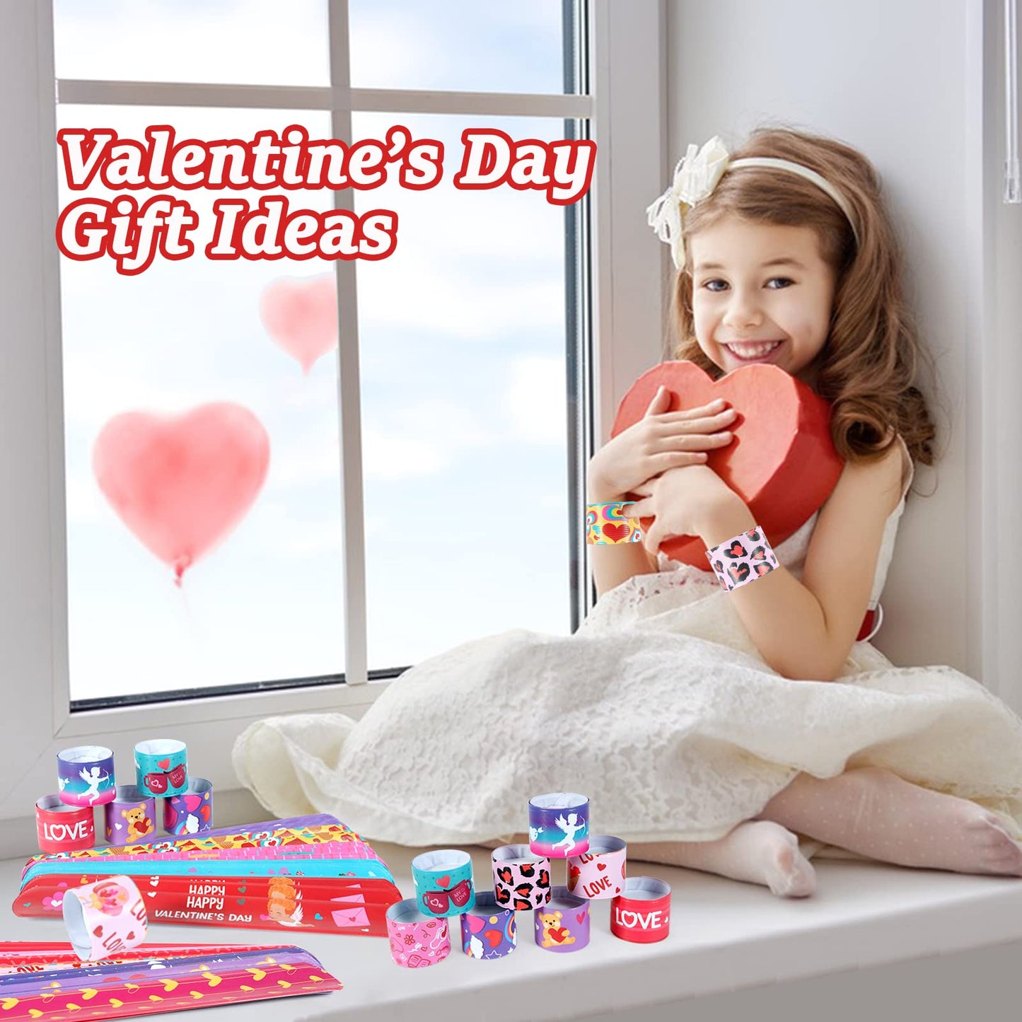 Valentine's Day Gifts for Kids Party Favors 48PC Valentine's Slap Bracelets for Kids Gifts for Students and Classes Valentine's
