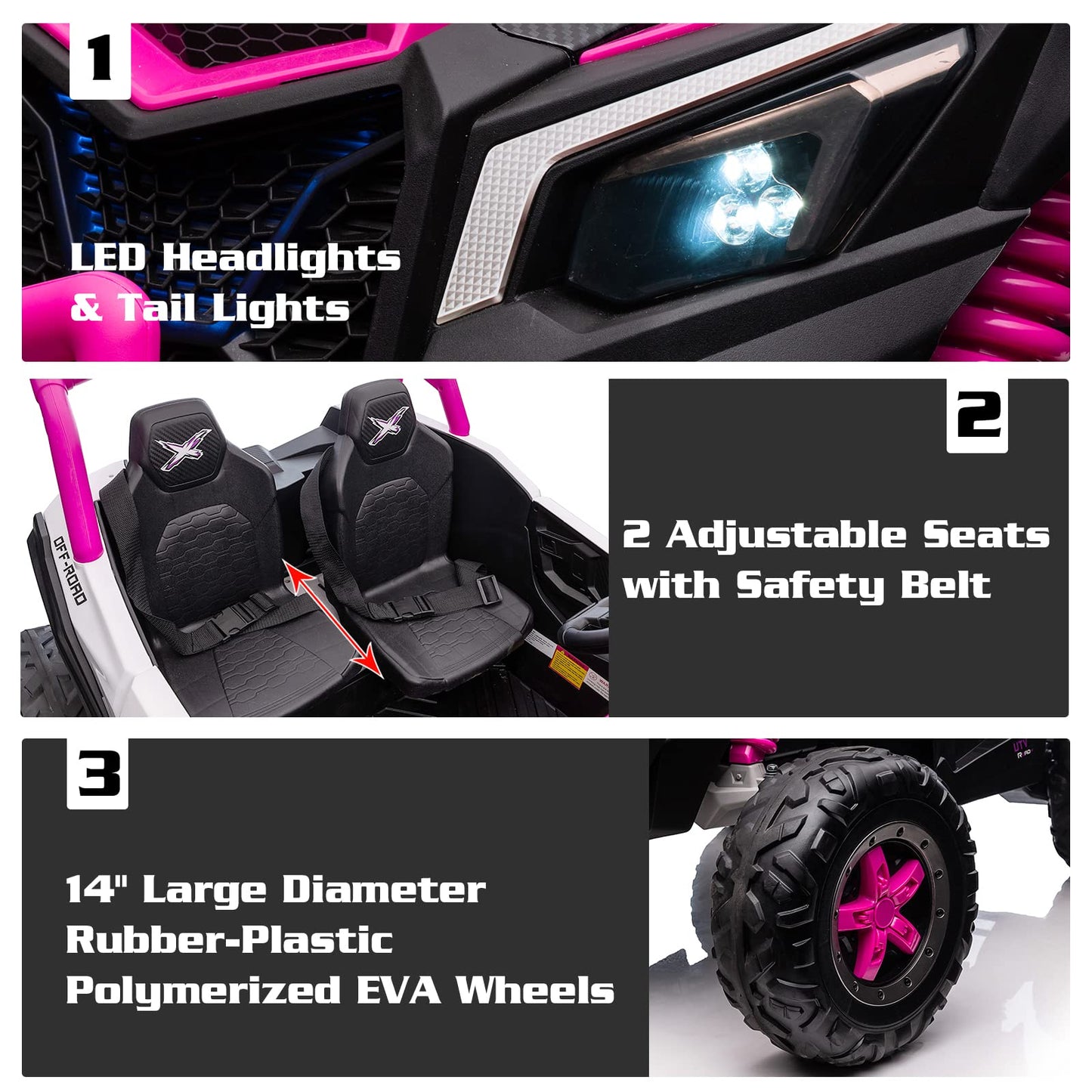 Nitoess Xxxl 2 Seater 24V Ride On Truck For Kids, 2Wd/4Wd Ride On Utv With Remote Control, Max Load Capacity 200Lbs,4 Powerful M