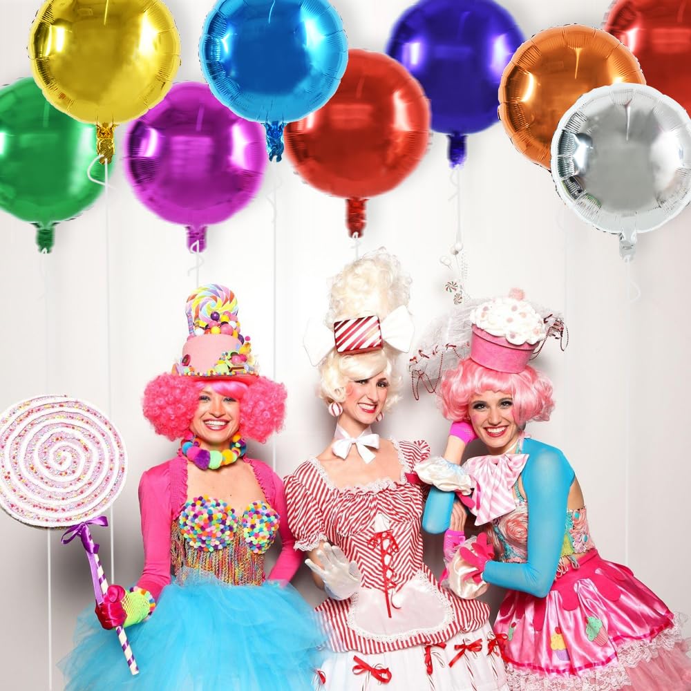 TONIFUL 30Pcs 18 Inch Round Balloons Large Colorful Round Shape Foil Balloons Big Colorful Round Helium Mylar Balloons for Birth