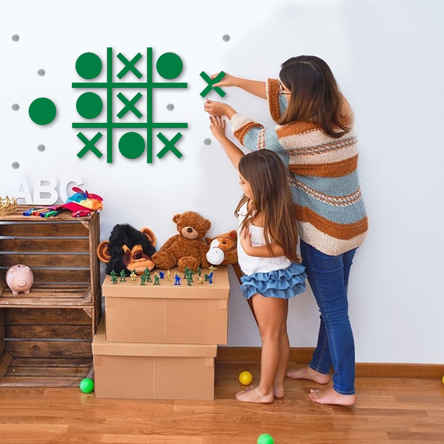 Magnetic Tic Tac Toe Wall-Mount Game,Game Room Decor,Playroom Decor,Hallway Decor, Modern Wall Decals For Kids Room,Classroom&Of