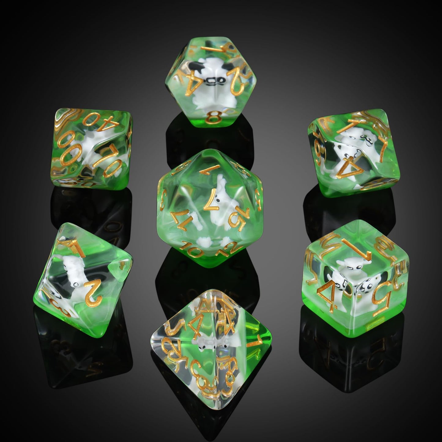 Enchanting Cat Dice Set D&D, DNDND 7PCS Resin DND Dice with Velvet Bag for Dungeons and Dragons Role Playing Games and Tabletop