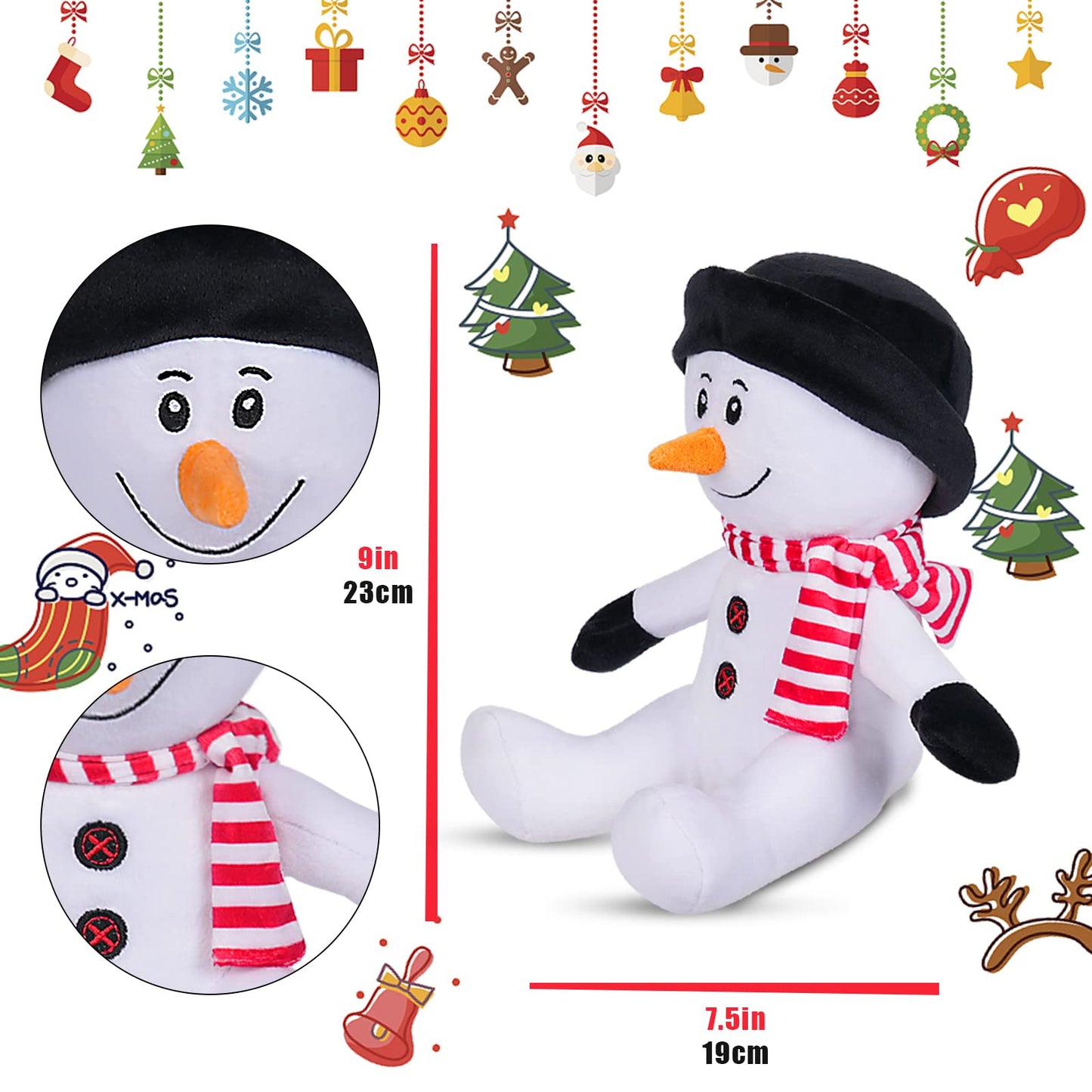 Nleio 9'' Christmas Reindeer Plush, Christmas Stuffed Animals, Christmas Moose Sitting Plush Dolls, Ideal Gift For Kids Baby Tod