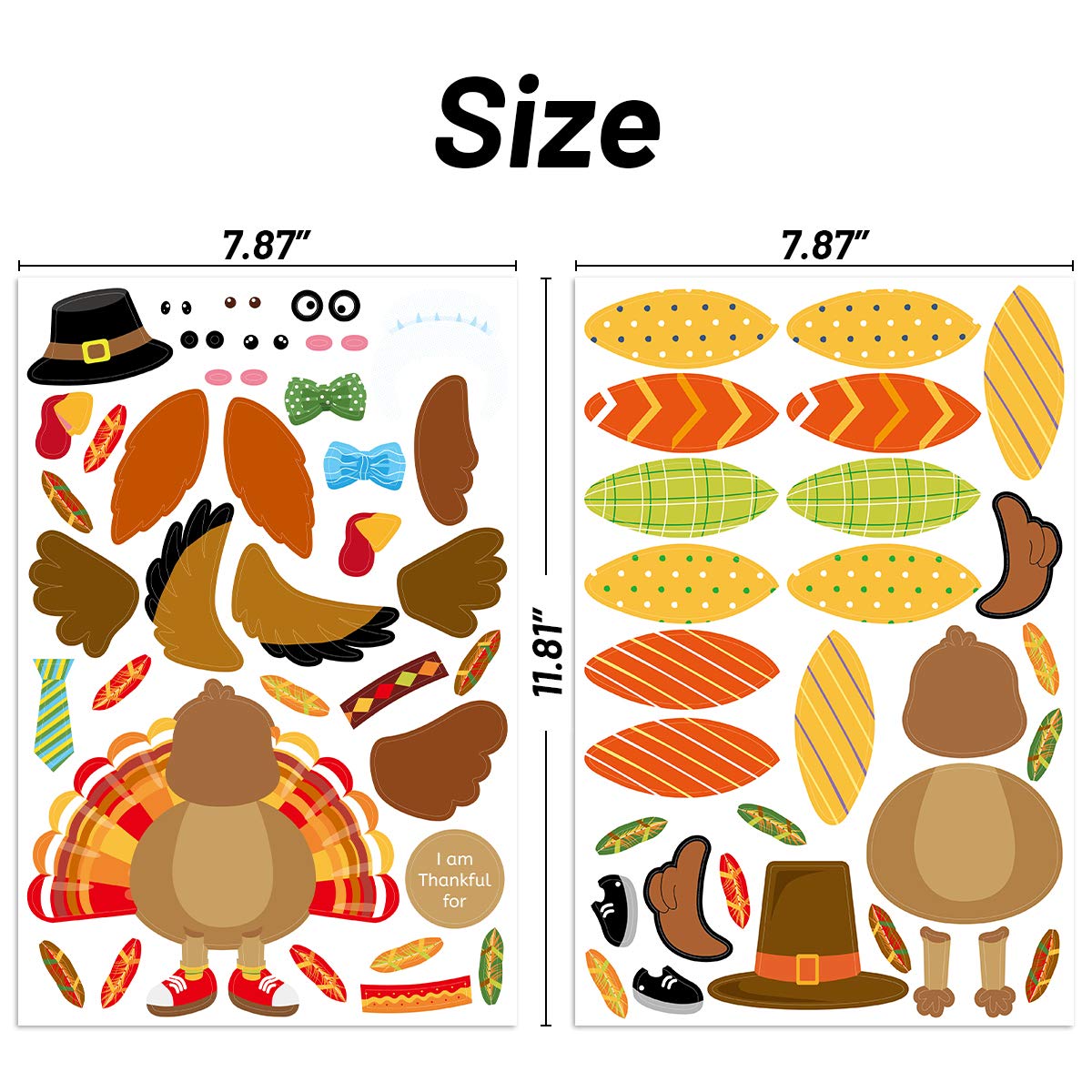 Make-A-Turkey Stickers Thanksgiving Crafts For Kids Make Your Own Turkey Craft Sets For Thanksgiving Party Favors Game Activities Supplies 20Pcs