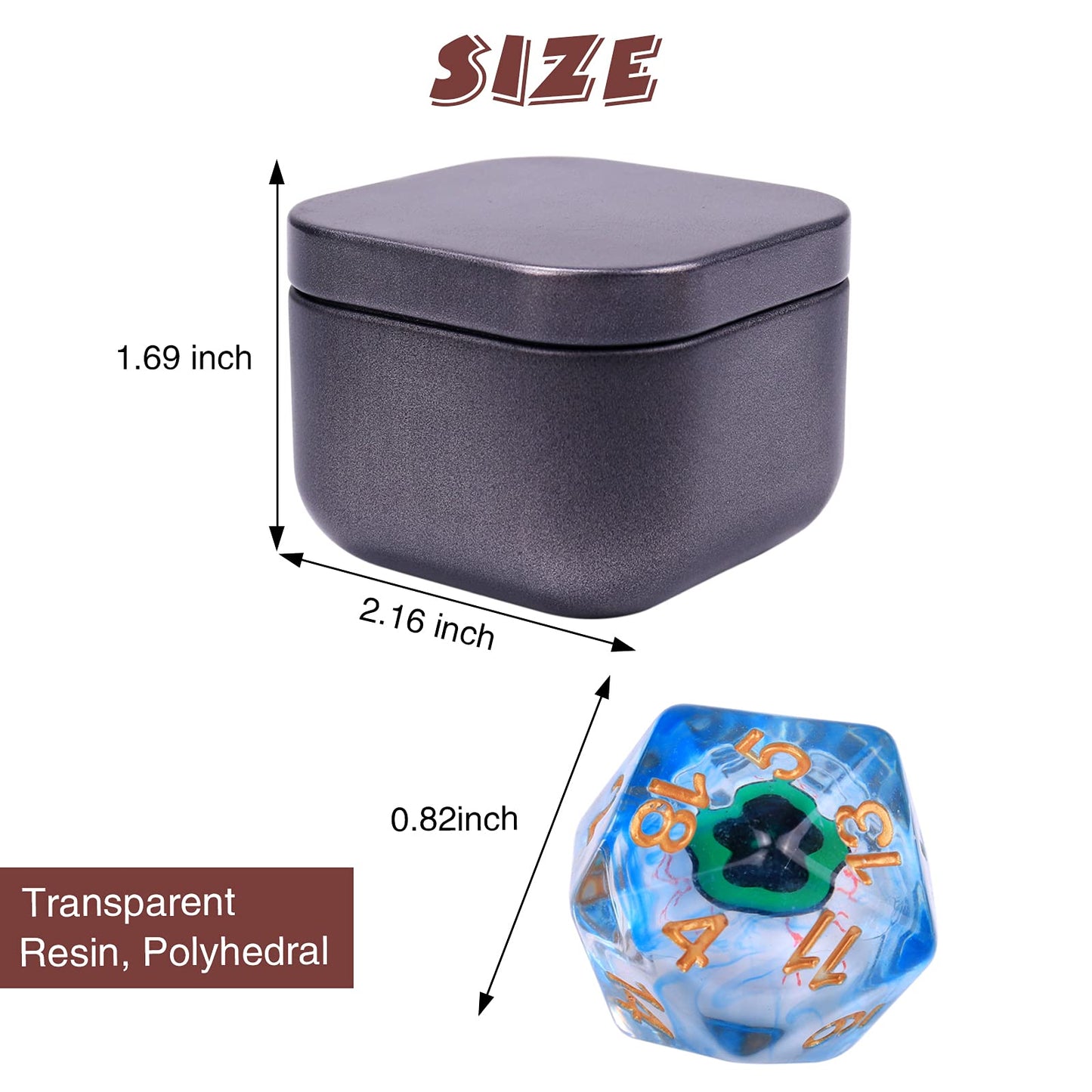 DND Dice Rolling Eyeball D20 Dungeon & Dragon Dice with a Green Bloodshot Eyeball, D20 Blue Polyhedral Dice-5e DND Accessories B