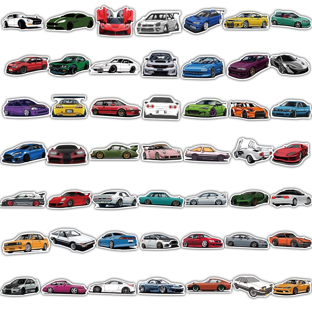 Dulefun 100Pcs Jdm Car Stickers, Racing Sport Car Stickers Vinyl Waterproof For Water Bottles Laptop Guitar Skateboard Scrapbook