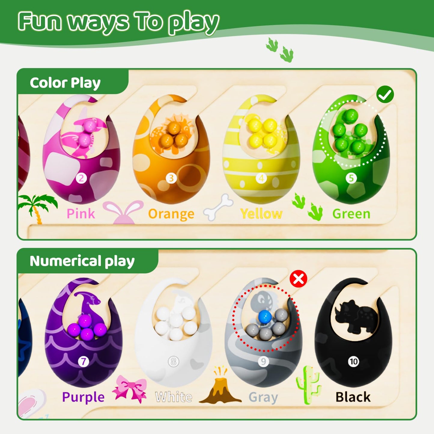 Zhiwuzhu Magnetic Color And Number Maze,Dinosaur Eggs Montessori Toys For 2 3 4 5 Year Old,Counting Matching Learning Toys,Easte