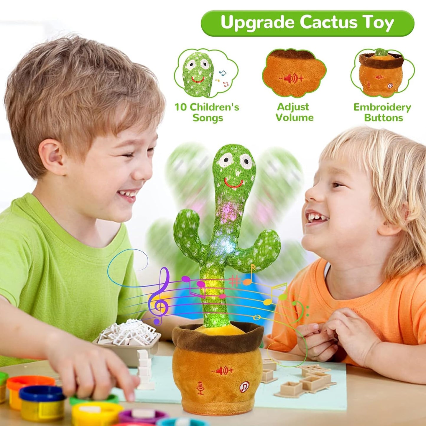 Emoin Halloween Skeleton Dancing Cactus Mimicking Toy, Talking Skull Cactus Toy Repeats What You Say,Singing Glowing Halloween Indoor&Outdoor Decorations