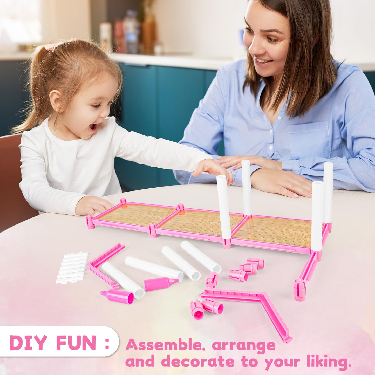 Deao Princess Doll House,4-Story 16 Rooms Kids Play Dollhouse Playset With 4 Dolls Furniture & Accessories,Pink Castle Dollhouse Toy For 3 4 5 6 7 8+ Kids Girls Toys