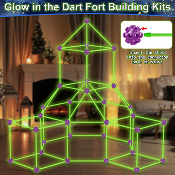 V-Opitos 140 Pack Glow in The Dart Fort Building Kits for Kids Age 4 5 6 7 8+ Years Old STEM Building Toys for DIY Castles Tunnels Ideal Christmas Birthday Gifts for Boys & Girls