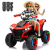 Kids Atv 4 Wheeler, 24V 2 Seater Electric Atv Quad W/4Wd Motor, Protective Gear Set, Bluetooth, Led Lights, Diy Reflective Stick