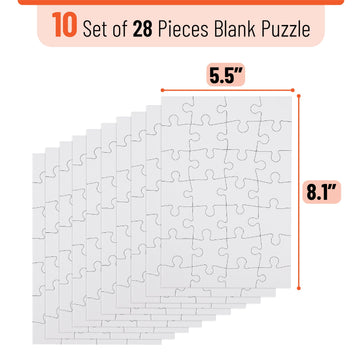 Mr. Pen- Blank Puzzle, 10 Pack, 28 Pieces/Pack, 5.5' X 8.1', White Puzzle, Blank Puzzles To Draw On, All White Puzzle, Blank Puzzle Pieces To Write On, Blank Jigsaw Puzzle Pieces