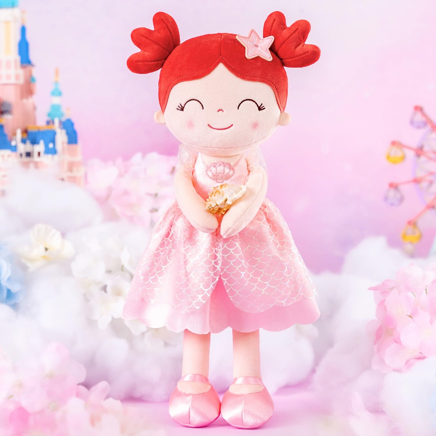 Gloveleya Dolls Princess Girls Toy First Baby Girl Gifts Soft Plush Manor Princess Doll Mermaid Qearl 16'