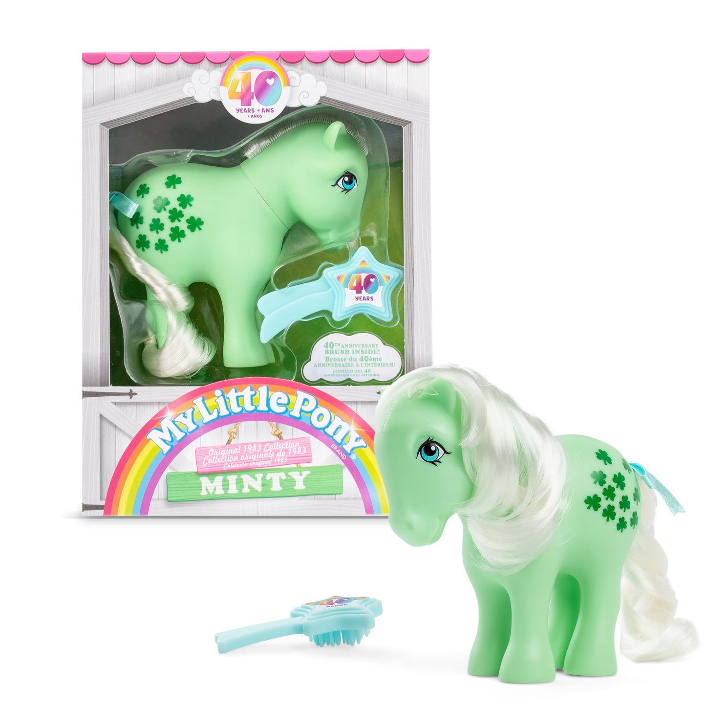 My Little Pony, 40Th Anniversary 4-Inch Minty, Original 1983 Collection, Long, Brushable Mane And Tail, Action Figure, Great For Kids, Toddlers, Girls, Ages 4+
